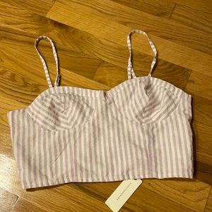 Anthropologie Purple White Stripe Bralette Crop Tank Top